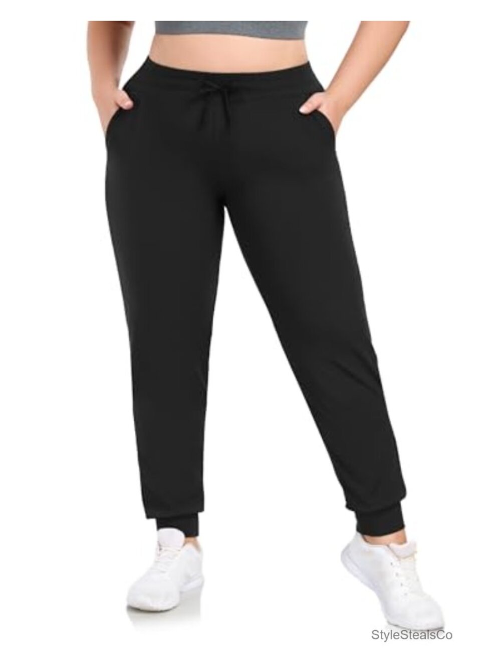 Plus Size Sweatpants with Pockets 4-Way Stretch Yoga Joggers